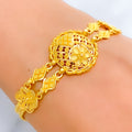 22k-gold-Lightweight Round Floral Bracelet