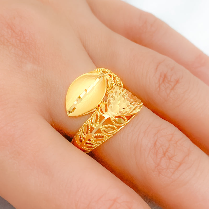Unique Glistening 22k Gold Leaf Ring