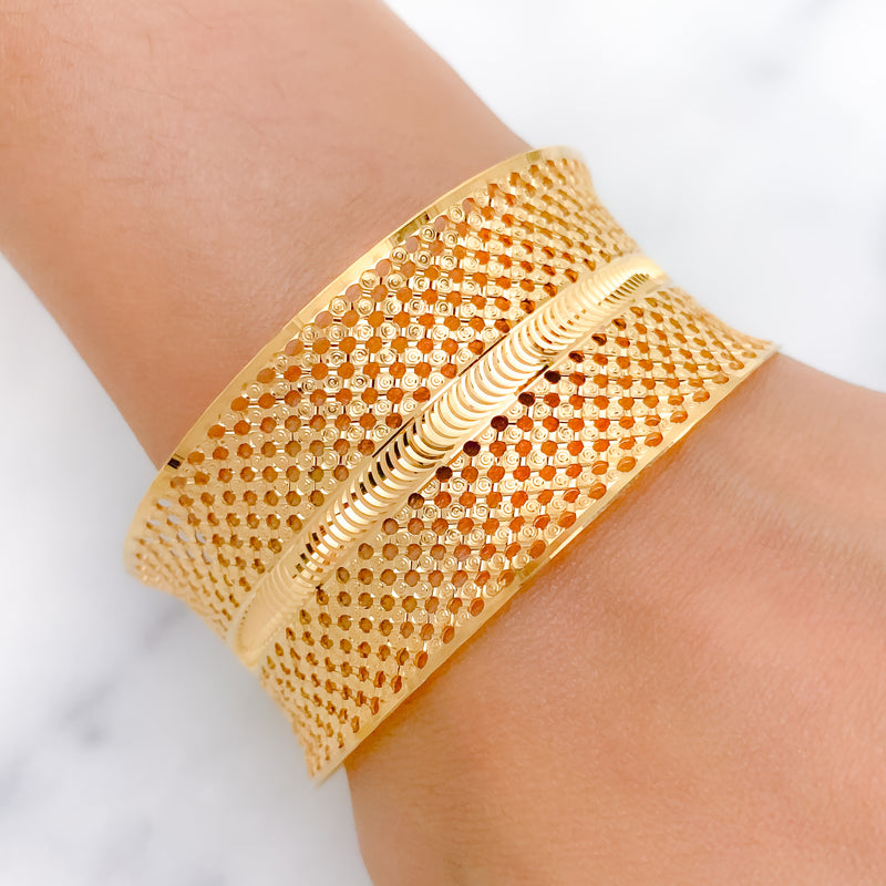Regal Wide Yellow Gold Bangle