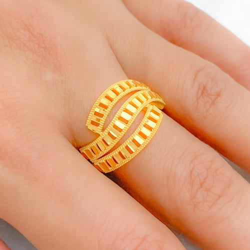 Classy Asymmetrical 22k Gold Curved Ring