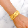 Wavy Styled Yellow Gold Bangles