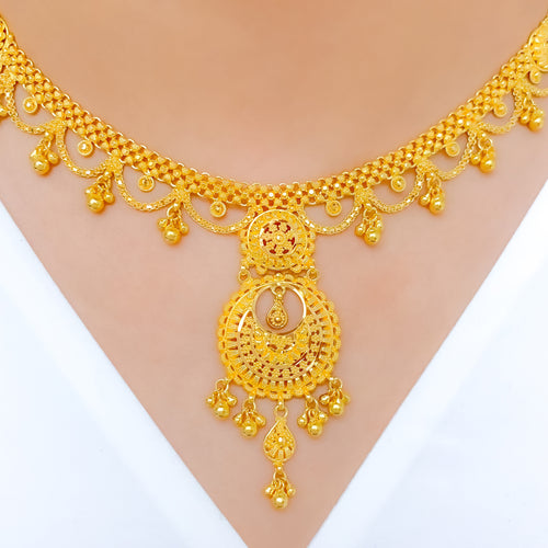 Unique Hanging 22k Gold Chand Set