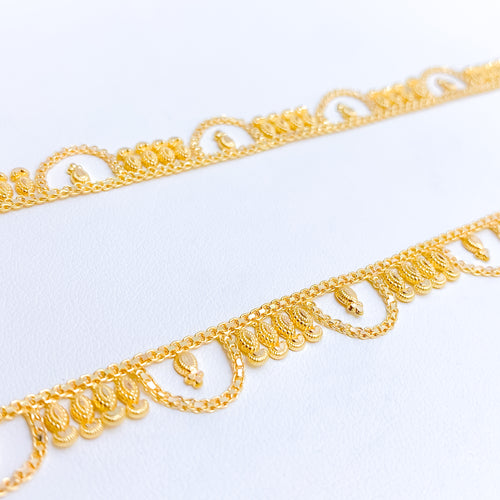 Fancy 22k Gold Anklet Pair