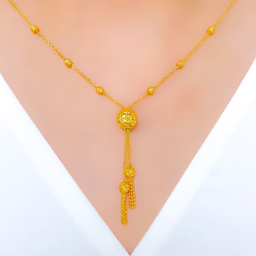 Chic Glittery Orb 22k Gold Necklace