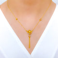 Unique Three-Tone Flower 22k Gold Necklace
