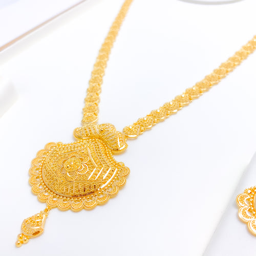 Flower Adorned 22k Gold Long Set