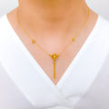 Sleek Multi-Tone Floral 22k Gold Necklace