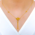 Sleek Multi-Tone Floral 22k Gold Necklace