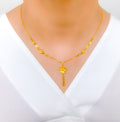 Stunning Satin Finish Flower 22k Gold Necklace