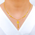 Stunning Satin Finish Flower 22k Gold Necklace