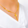 Stunning Satin Finish Flower 22k Gold Necklace