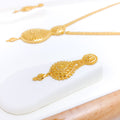 Intricate Tear Drop 22k Gold Long Set