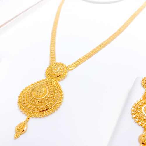 Intricate Tear Drop 22k Gold Long Set