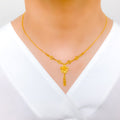 Reflective Blooming Flower 22k Gold Necklace