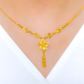 Reflective Blooming Flower 22k Gold Necklace