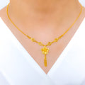 Reflective Blooming Flower 22k Gold Necklace