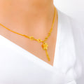 Reflective Blooming Flower 22k Gold Necklace