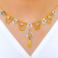 Floral Two-Tone Draped 22k Gold Necklace