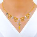 Floral Two-Tone Draped 22k Gold Necklace