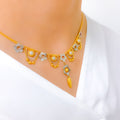 Floral Two-Tone Draped 22k Gold Necklace