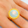 22k-gold-Contemporary Turquoise Blue Enamel Ring 