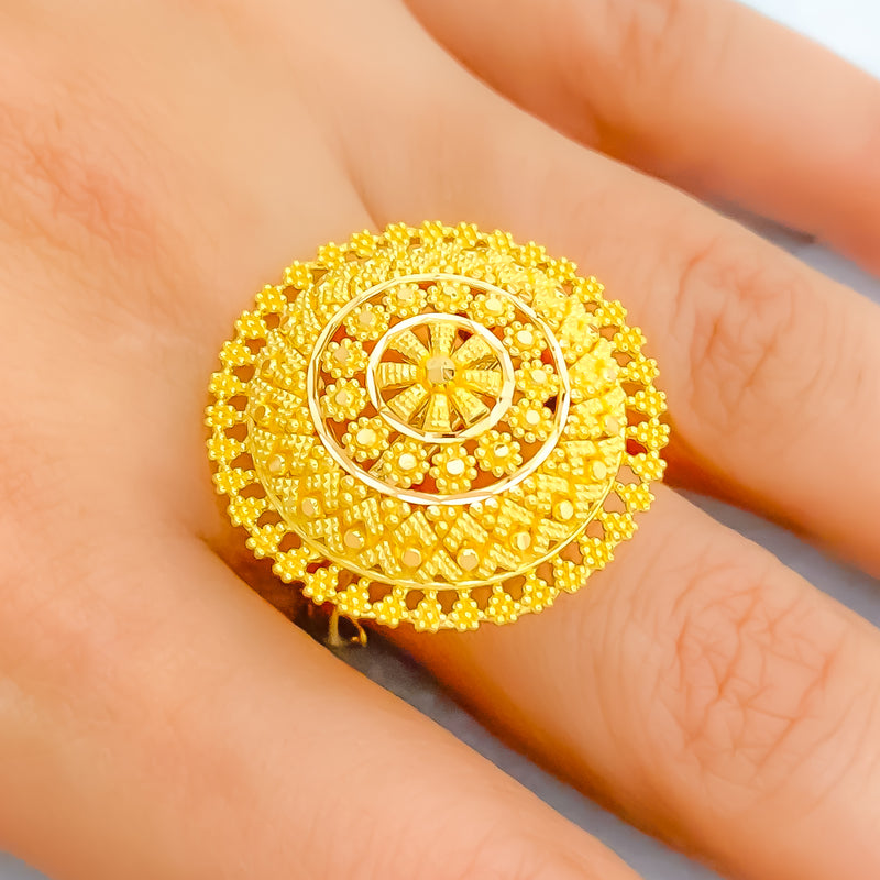 22k-gold-Traditional Opulent Floral Ring 