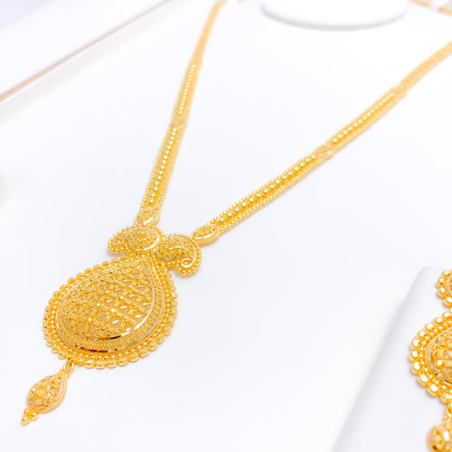 Ornate Pear Drop 22k Gold Long Set