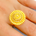 22k-gold-Shimmering Festive Beaded Floral Ring 