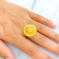 22k-gold-Shimmering Festive Beaded Floral Ring 