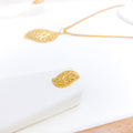 Floral Asymmetrical 22k Gold Pendant Set