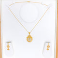 Decorative Peacock 22k Gold Pendant Set w/ Chain