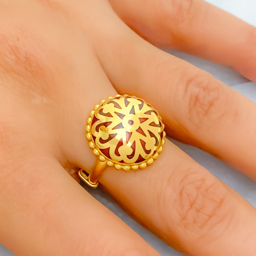 22k-gold-High Finish Beaded Dome Ring