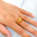 22k-gold-Glossy Dome Vine Motif Ring