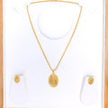 Sand Finish Oval 22k Gold Pendant Set