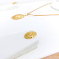 Sand Finish Oval 22k Gold Pendant Set