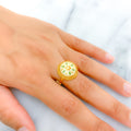 22k-gold-Draped Blooming Enamel Ring