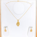 Contemporary Peacock 22k Gold Pendant Set w/ Chain