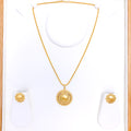 Floral Dome 22k Gold Pendant Set