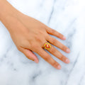 22k-gold-Colorful Upscale Floral Meenakari Ring