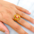 22k-gold-Colorful Upscale Floral Meenakari Ring