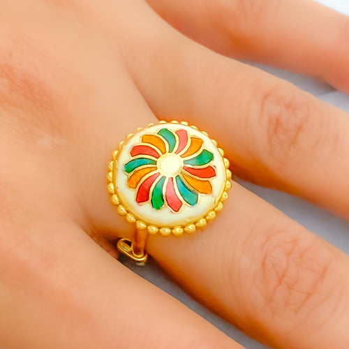 22k-gold-Beautiful Vibrant Flower Ring