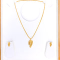 Adorned Matte Flower 22k Gold Pendant Set