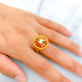 22k-gold-Dressy Butterfly Accented Multi Bead Ring