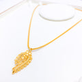 Adorned Matte Flower 22k Gold Pendant Set