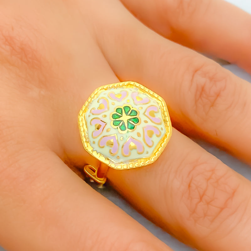 22k-gold-Unique Pastel Heart Ring 