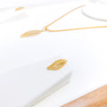 Dainty Leaf 22k Gold Pendant Set