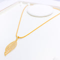 Dainty Leaf 22k Gold Pendant Set