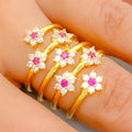 Fancy Floral CZ Spiral Ring