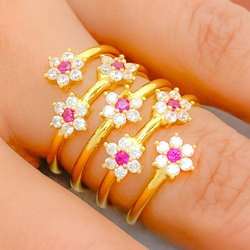 Opulent Floral CZ Spiral Ring