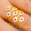 Decorative Pink CZ Spiral 22k Gold Ring